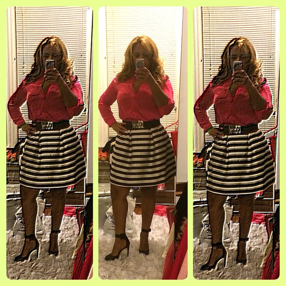 Stripe skater skirt with pockets